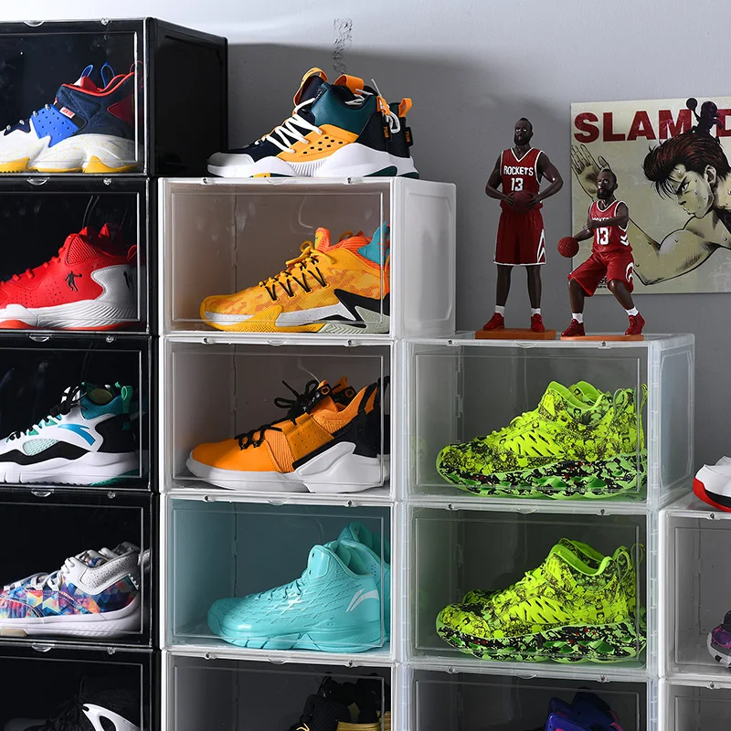Штабелируемая огромная прозрачная акриловая пластиковая коробка для спортивной обуви, спортивная акриловая коробка для обуви