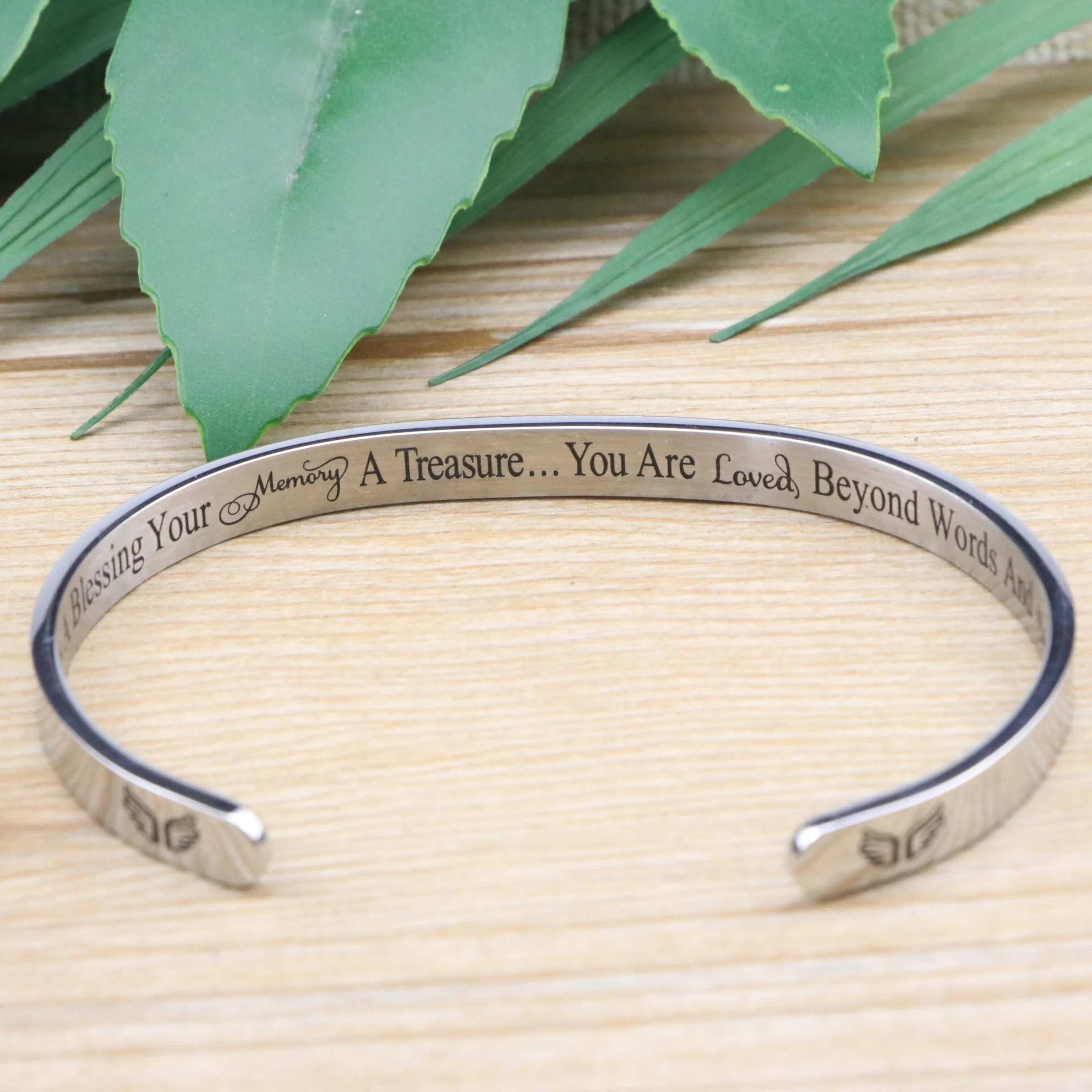 Joycuff Custom Engraved Logo Silver Plated Butterfly Charm Cuff  Bracelets Bangle Women 316L Stainless Steel Jewelry