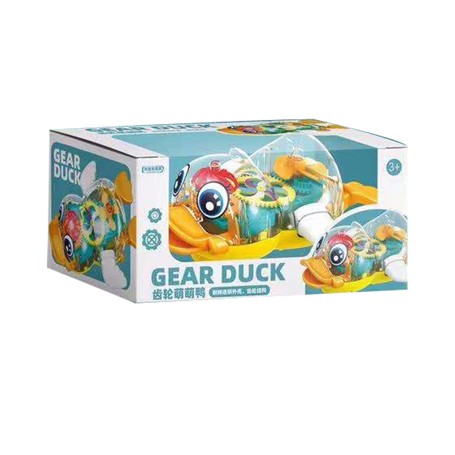 Zhiqu Toys Electric Transparent Gear Cute Duck Universal Direction Sound And Light Toys Maternal Child Gift Birthday Present