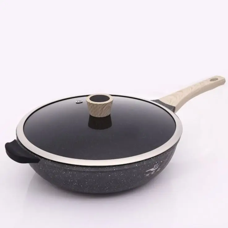 
54 Custom 32cm Household Non-stick Cooking Wok Eco-friendly No Oil Fume Wok 