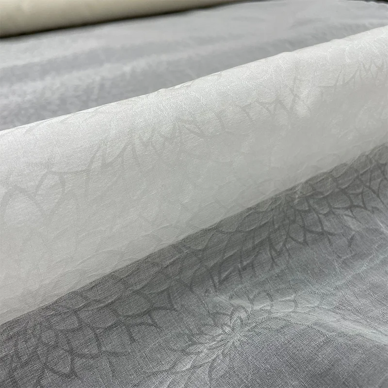 OEKO 8mm 114cm mulberry silk fabric pure white raw silk organza jacquard organza fabric for wedding dress