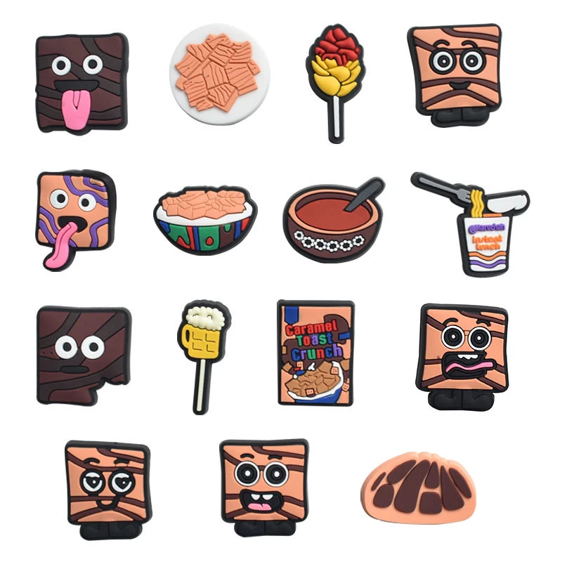 New Arrival Food Nutella Body Crunch PVC Croc Charm Designer Glow  for Crock Wristbands charm for bracelet Cinnamon Toast