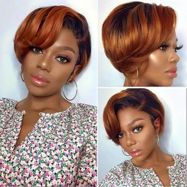 Cheap Wigs With Lowest Price Human Hair Honey Blonde HD T Part Lace Frontal Wigs Bob Short Pixie Wig For Black Women