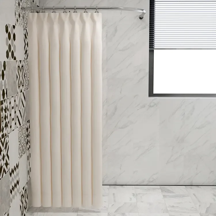 Plain color polyester shower curtain bathroom waterproof high grade fabric bathroom curtain