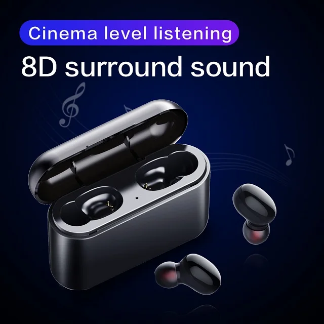 
mini waterproof earbud BT earpiece stereo in ear tws headphones heavy bass true wireless earphones 