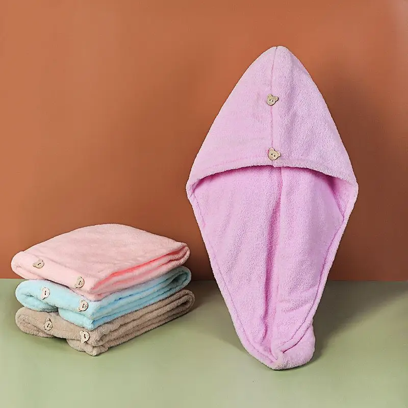 Shower Spa Head Wrap Coral Fleece Hair Drying Hat Turban Microfiber Terry Dry Hair Towel