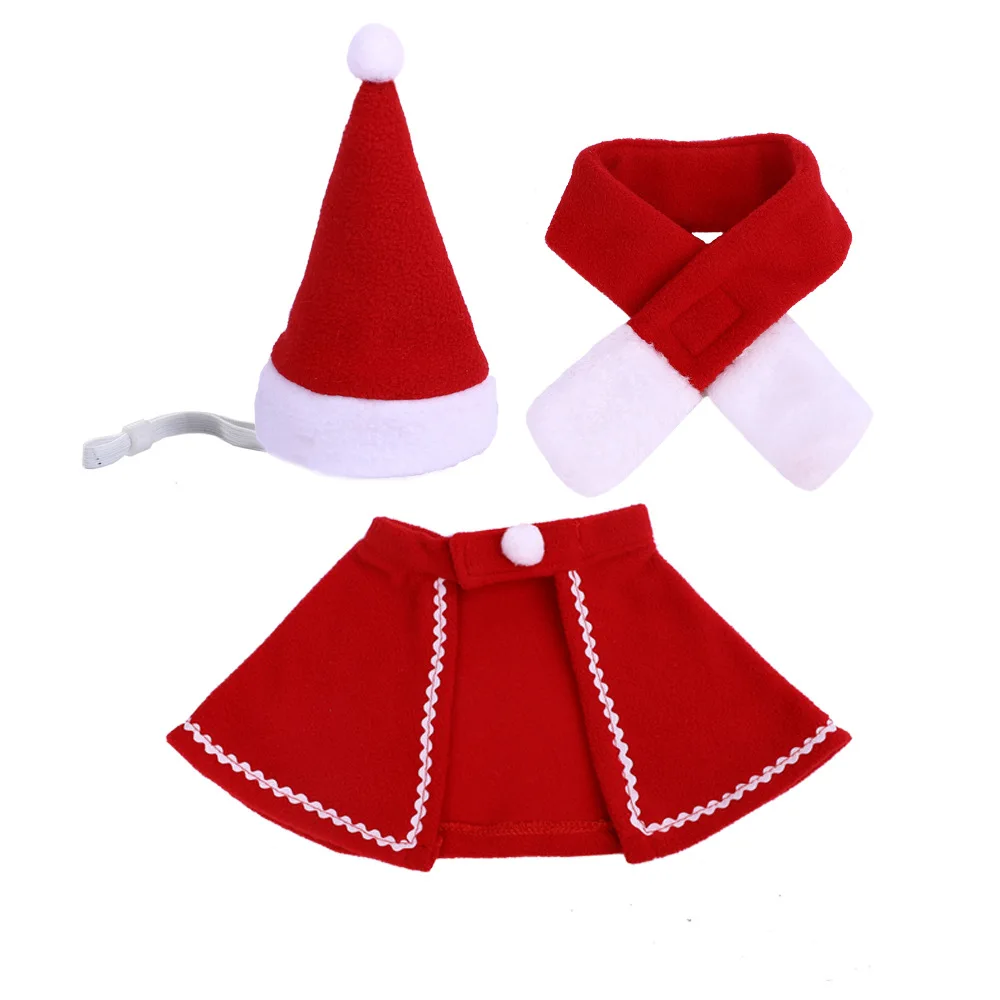 3 Pack Christmas Pet Dress up Suit Wool Cat Hat Warm Puppy Cape Scarf