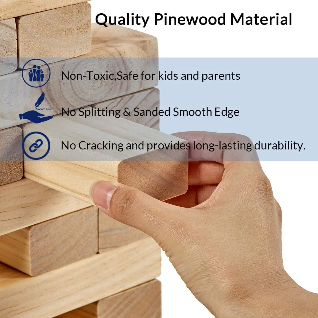 Samblocks Janga Giant Tumble Tower Janga Blocks Outdoor Game Pine Stacking Timber Classic for Kids De Vidrio 54 PCS Wood Unisex