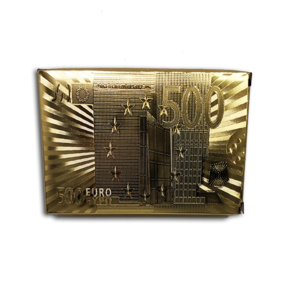 Durable Waterproof Plastic Playing Cards Gold Foil Poker US Dollar 24K Gold Foil Plated Playing Cards Deck Gift 500 Euros