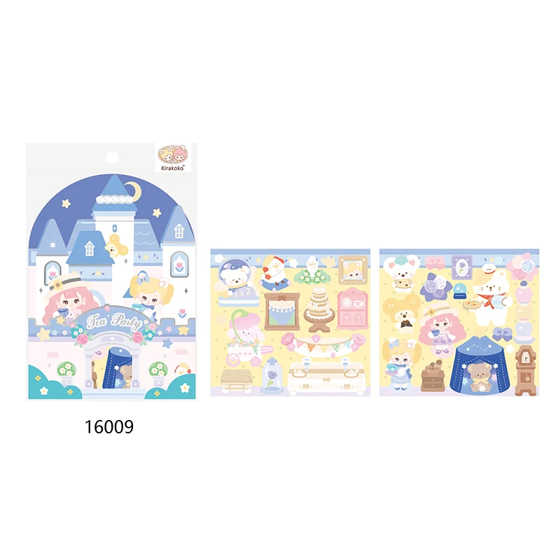 Kirakoko Play Scenes Sticker Farm Restaurant Amusement Park Theme Sticker Play Set Bear Dog Cat Rabbit Duck Mouse Decal Stickers
