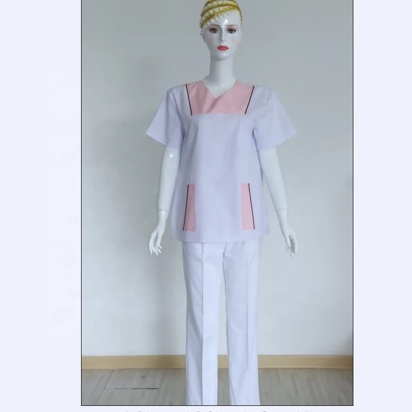 
hospital nurse uniform white color short sleeves 