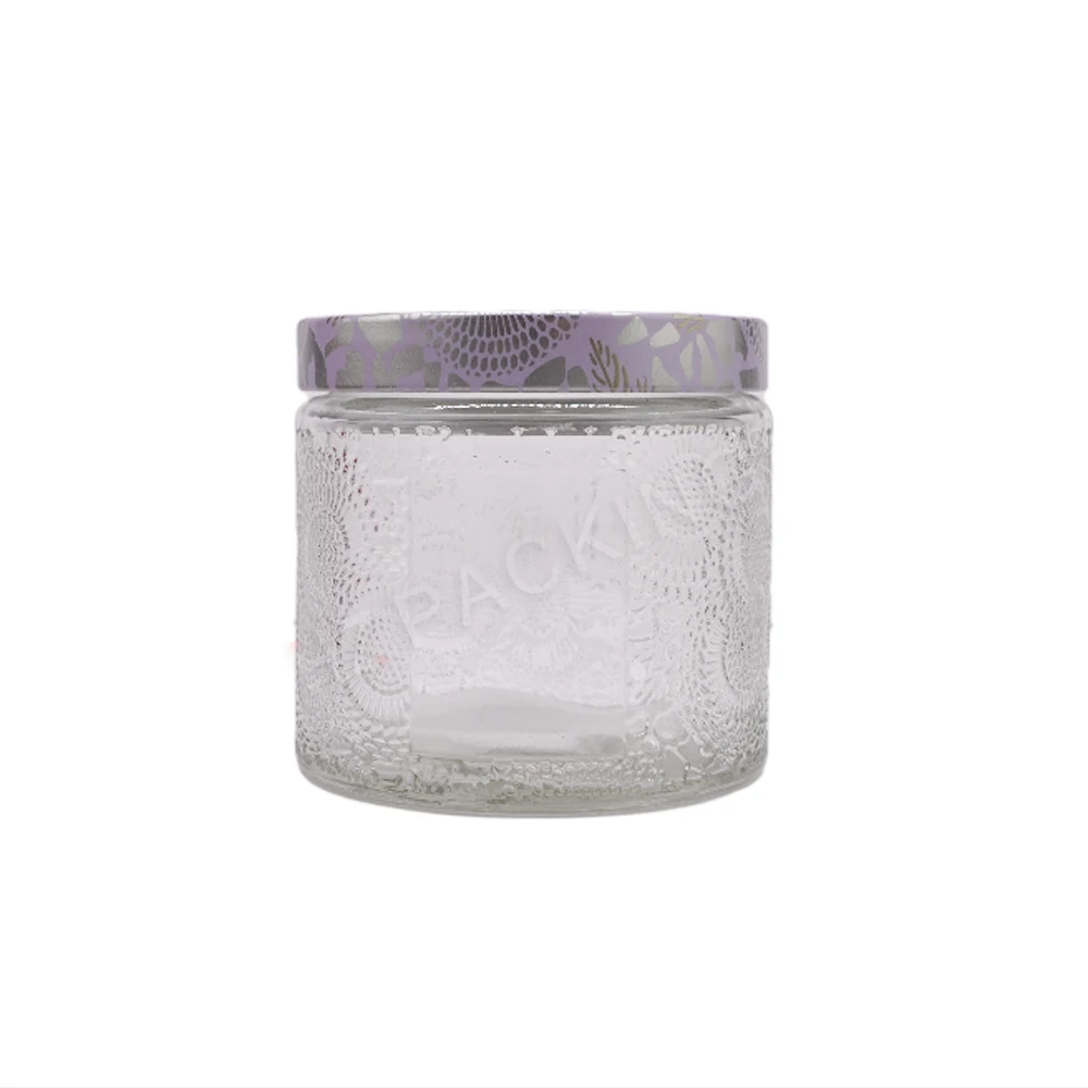 Wholesale Factory High Quality Multi-color 4/6//8 Oz Glass Embossed Candle Jars With Lid - Buy