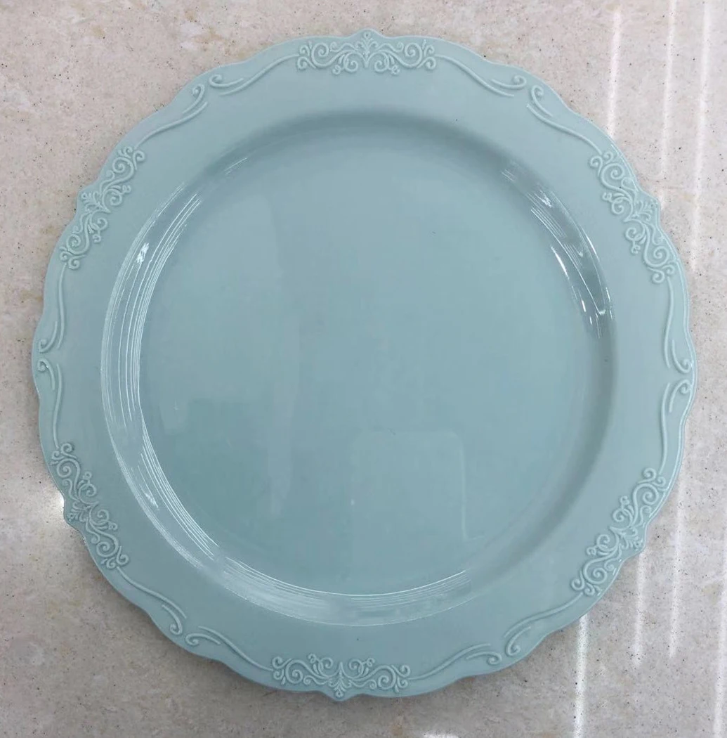 7.5 inch 10.25 inch disposable plate color hard plastic disc lace plate European-style plastic dinner plate set