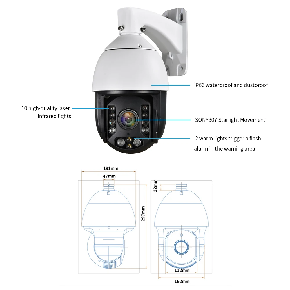  Loosafe full hd 2mp poe ptz de Высококачественная камера видеонаблюдения с обнаружением движения 20-кратным оптическим зумом 360