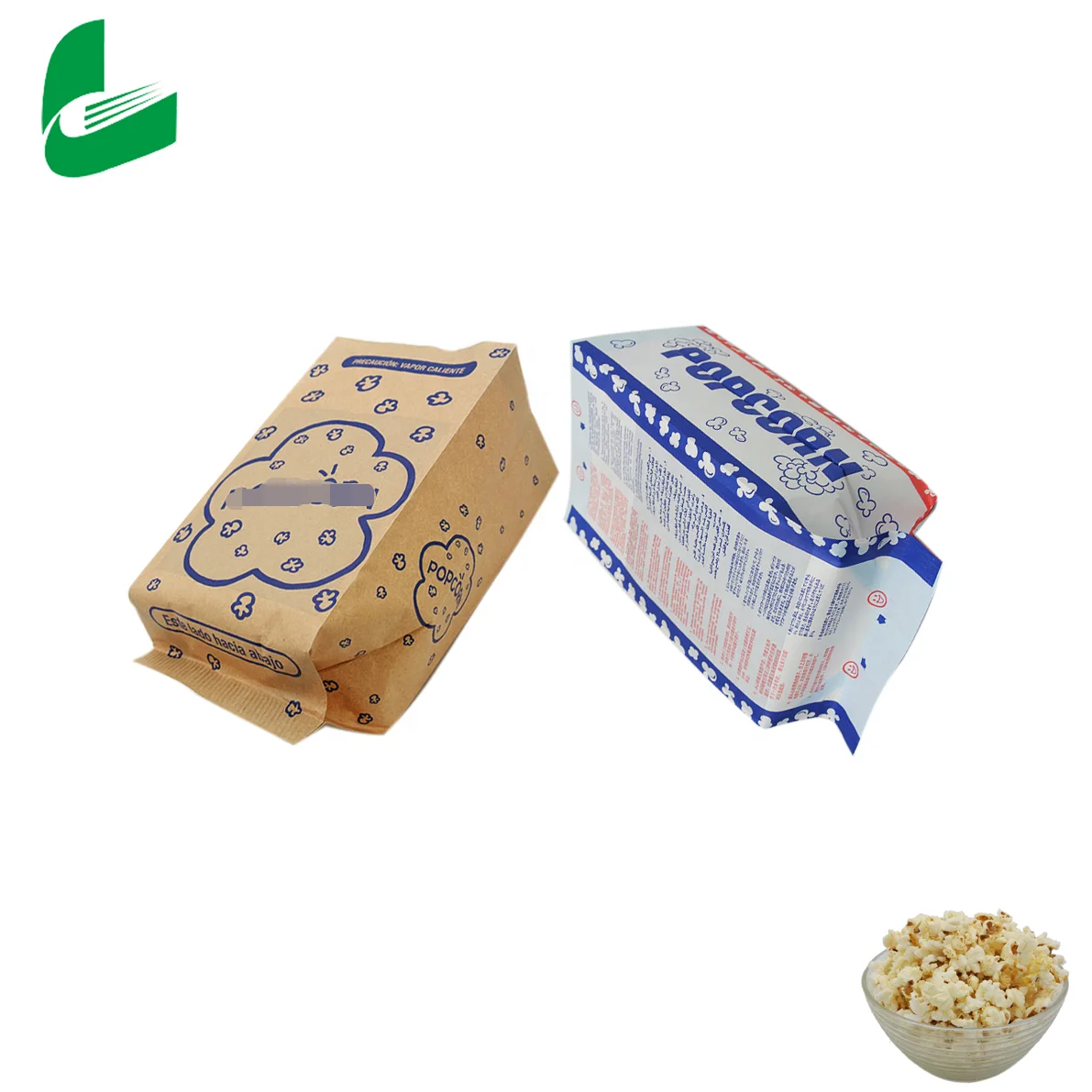 Jinan Huafeng factory price custom greaseproof and biodegradable paper kraft microwave popcorn paper bag