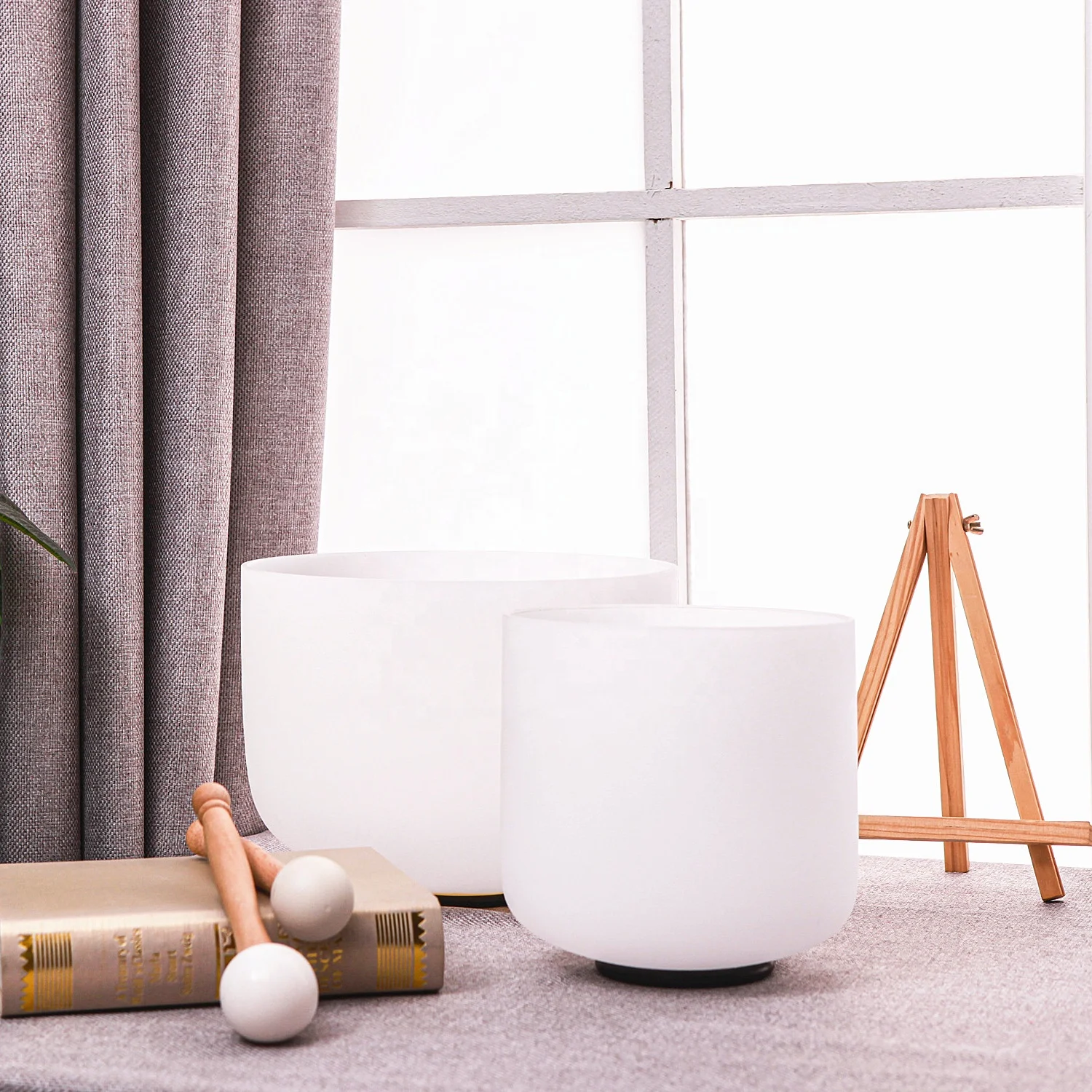 Factory Wholesale 6-24 Inch 432hz/440hz Chakra Set Of Quartz Frosted Crystal Singing Bowl