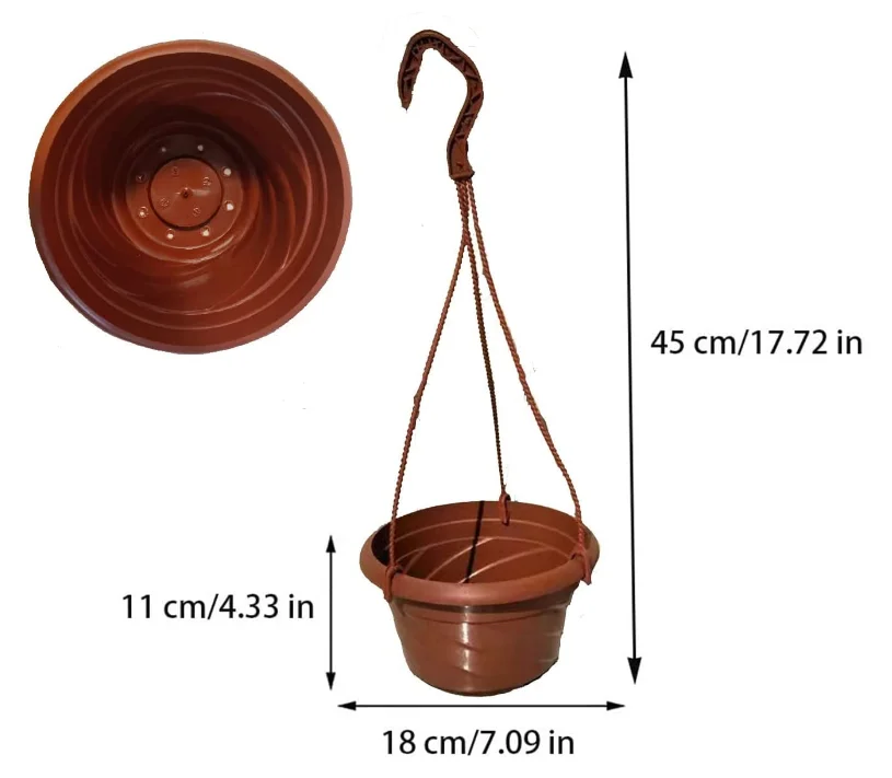 Plastic Hanging Planter for Indoor Plants, Hanging Flower Plant Pots, Round Hanging Pots
