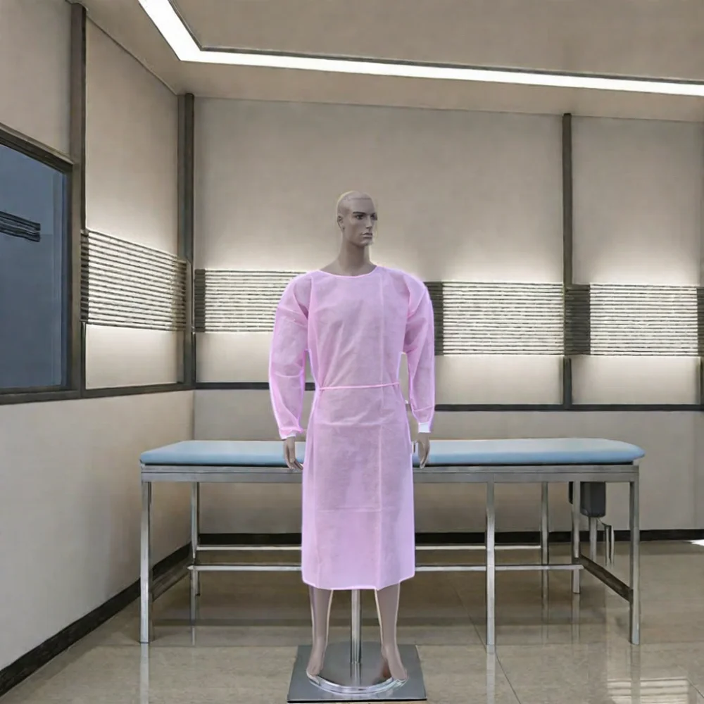 Disposable Pink Coated Gowns for Isolation Medical Protective Clothes