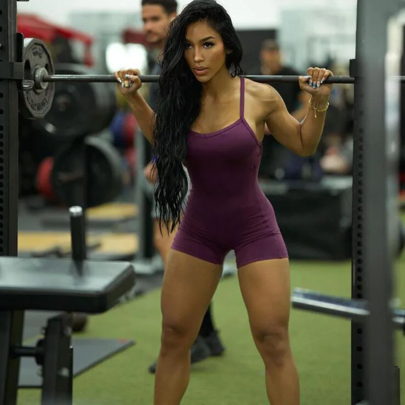 Backless Sports Jumpsuit Woman 2022 Fitness Overalls One Piece Shorts Sport Outfit Gym Workout Clothes for Women Sportswear
