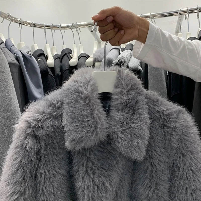2022 new design drop shipping fashion women fur coat loose fur jacket ladies