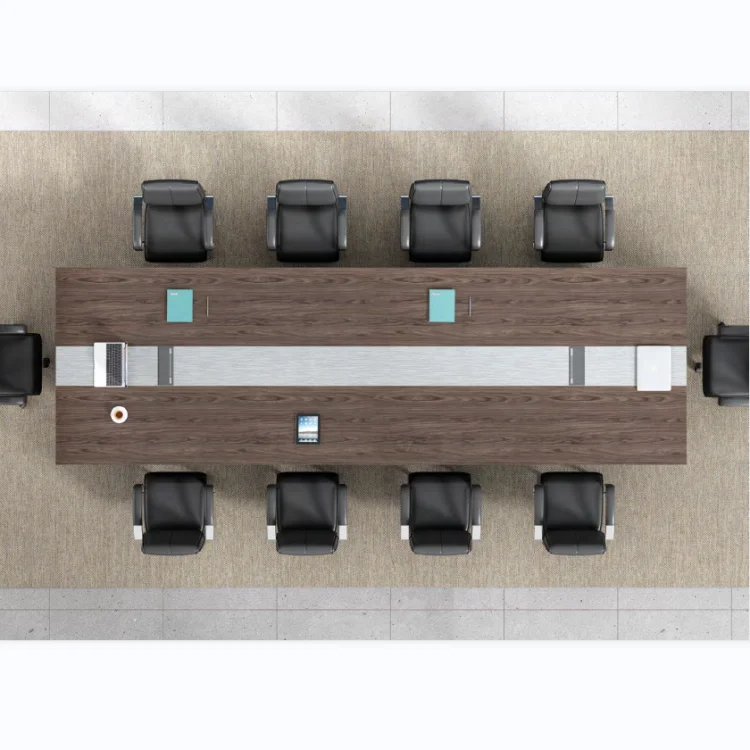 High Quality 5 m Length Office Furniture Meeting Table For 10 Person Board Room Long Leather Conference Tables