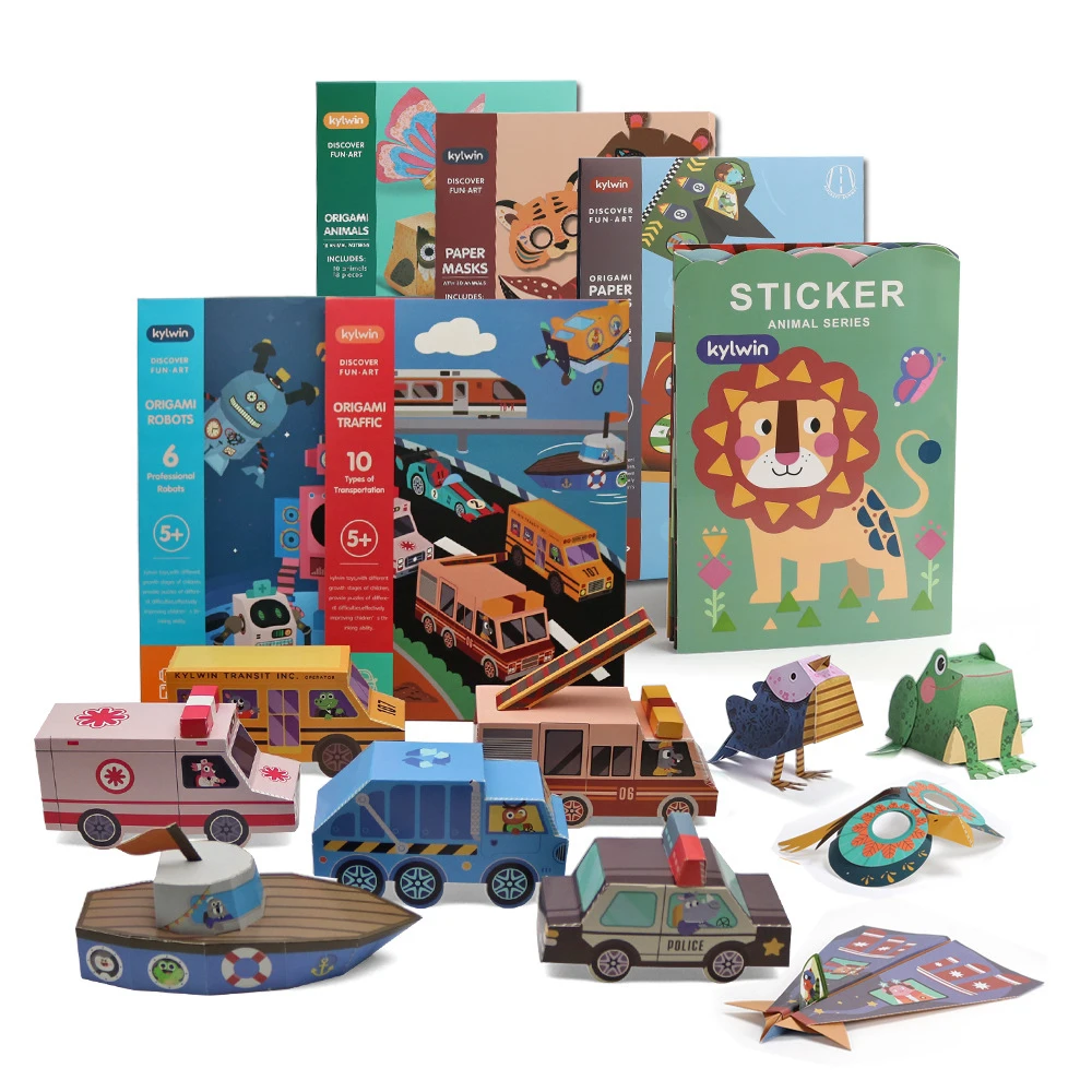 3d animal Fun Baby Puzzle Origami Folded Paper Cut Diy Children paper-cut Handmade Papers Crafts Set Origami Toys game