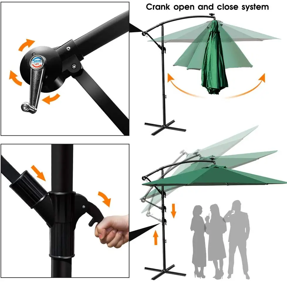 Garden Patio Balcony Hotel Restaurant Retractable Wheather Hawaiian Umbrella Outdoor Umbrella