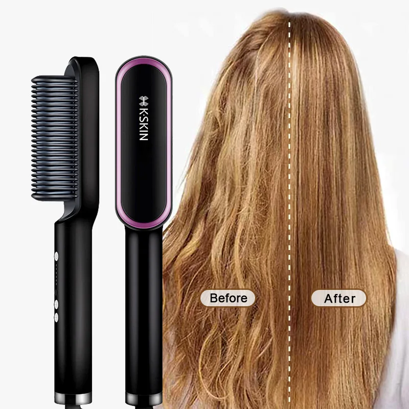 KSKIN Customized High Quality Hair Straightener Brush Professional Hair Straightener Hot Hair Straightener Comb