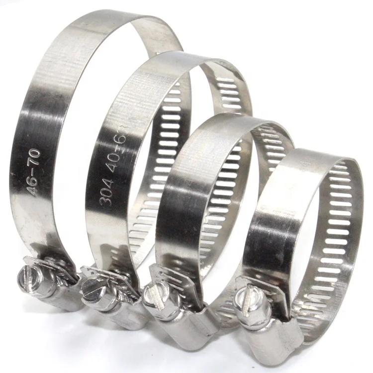 12mm Width SS 304 Stainless Steel American Hose Clip Screw Drive Worm Gear Hose Clamp for 1/4 to 12 Inch Automotive Pipe Tubing