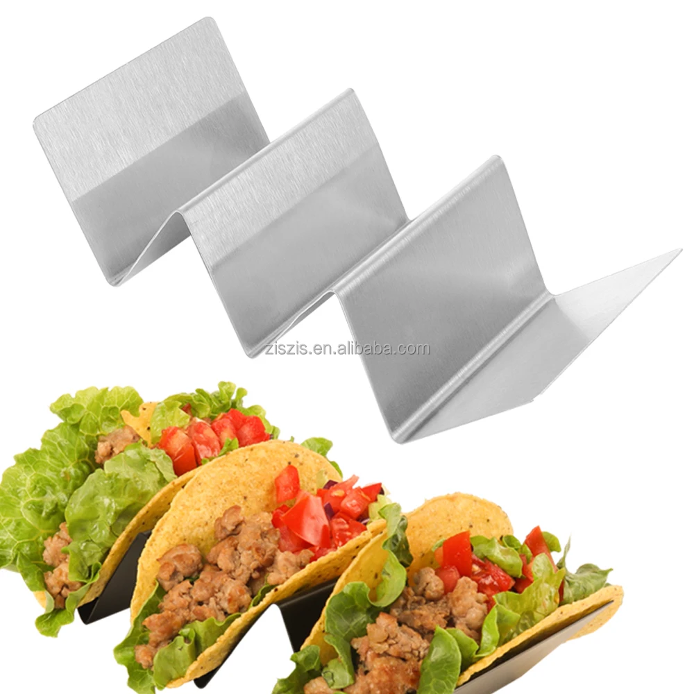 Top Selling Dishwasher and Grill Safe 3 Tacos Stand Parties Restaurant Homemade Stainless Steel Taco Holder