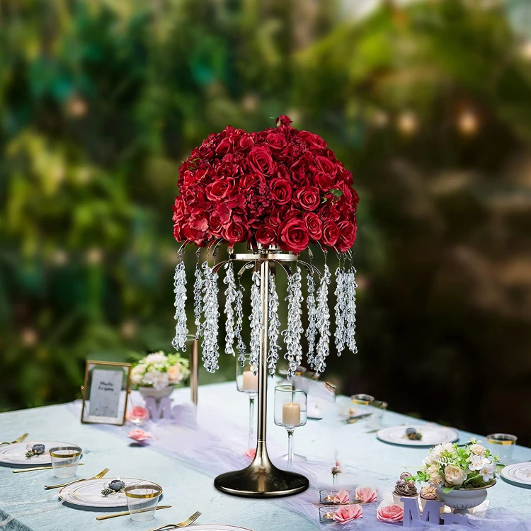 Zhuoyun Unique Design Remote Control Wedding Decoration Acrylic Iron Tabletop Flower Stand Vase