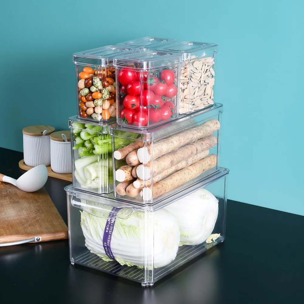 GREENSIDE Fridge Organizer Top Quality Fresh Keeping Stackable Box Plastic Food Container