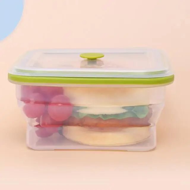 1200 ML Hot Selling Microwave Safe Collapsible Pure Silicone Lunch Box eco-friendly reusable silicone bento box