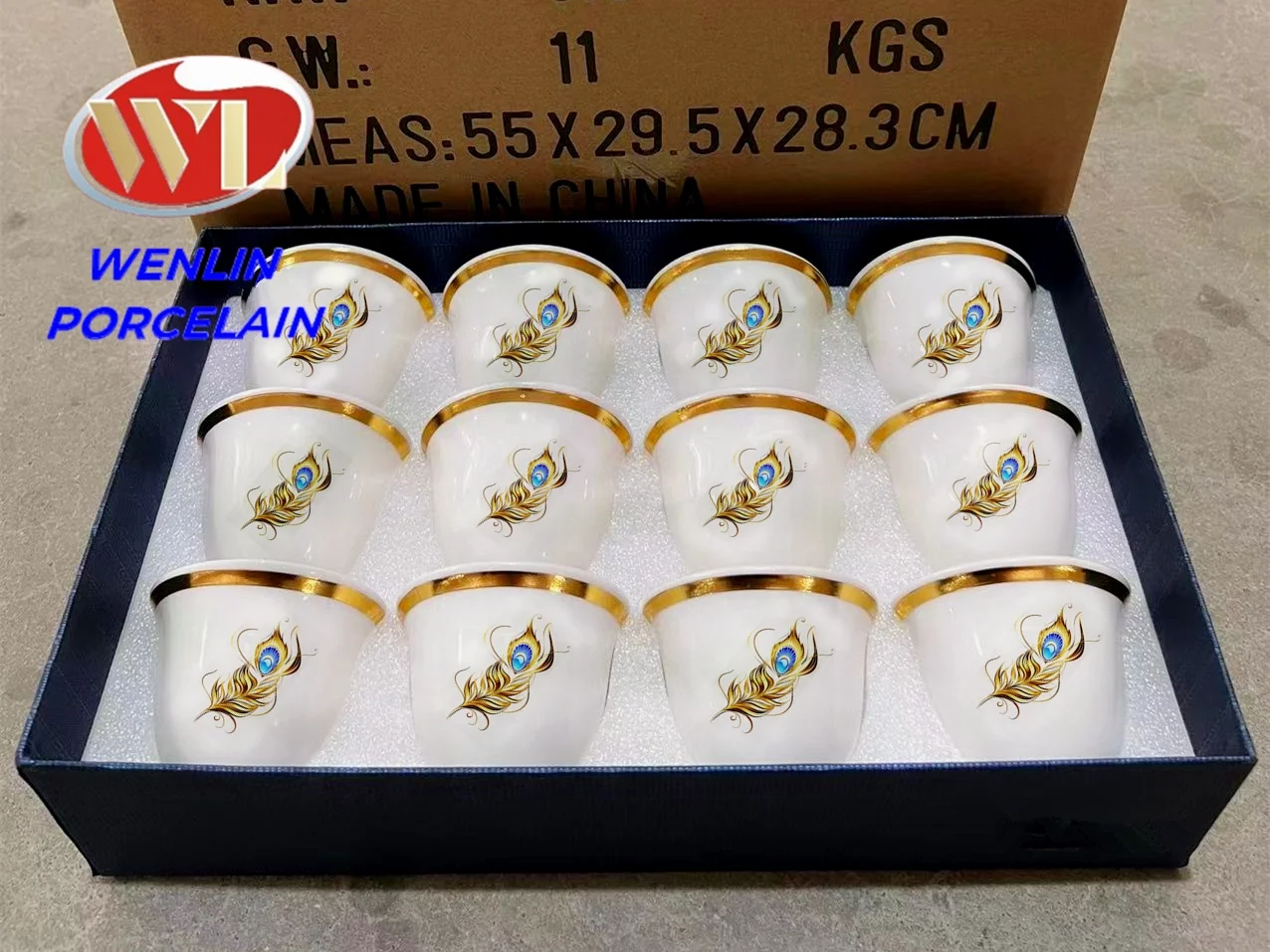 UAE Eagle Flag Ceramic Cawa Coffee Mugs Tea Set Cups Turkish Arabia Gift box Kitchen Drinkware Golden Ethiopian Label Customize