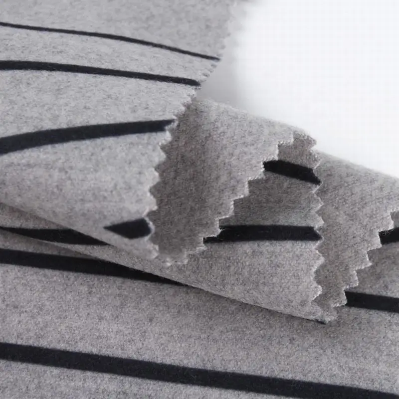 TRSP dty brush print suiting fabric irregular stripe printing brushed fabric for coat