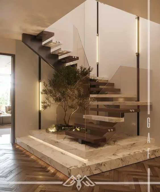 Australia Standard Solid Wood Staircase Glass Stair U-Shape Straight House Stairs