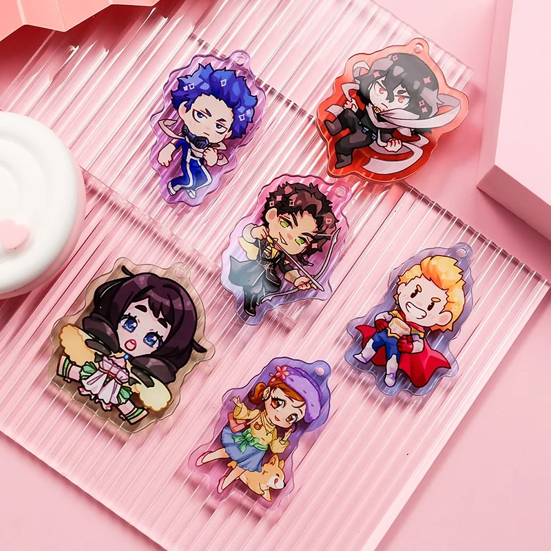 
Juno creative double sided printed custom colored anime glitter epoxy keychain hologram holographic acrylic charm holo rainbow 