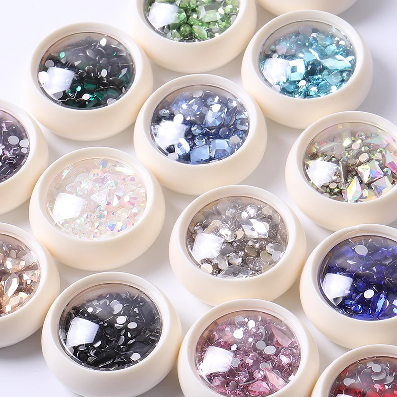 16 Colors 3D Love drop rectangle round oval diamond nail glass rhinestones flat back