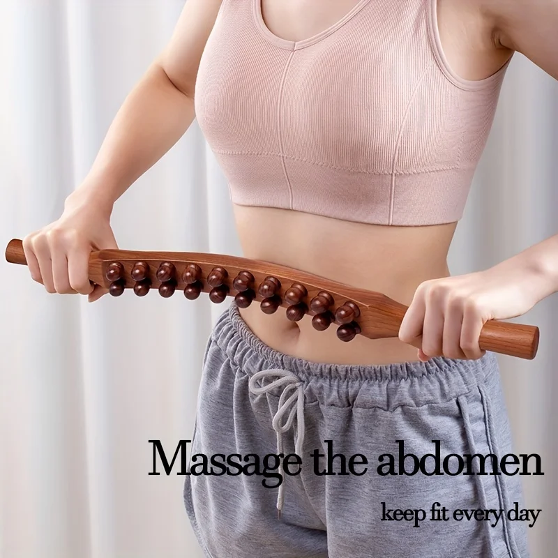 20 Beads Myofascial Release Tool Stomach Cellulite Massager Wood Therapy Lymphatic Drainage Massage Roller Stick Tools