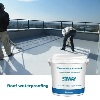 SIWAY single part roof liquid PU polyurethane waterproof coating for Cement-based surface concrete floor tiles marble wood board