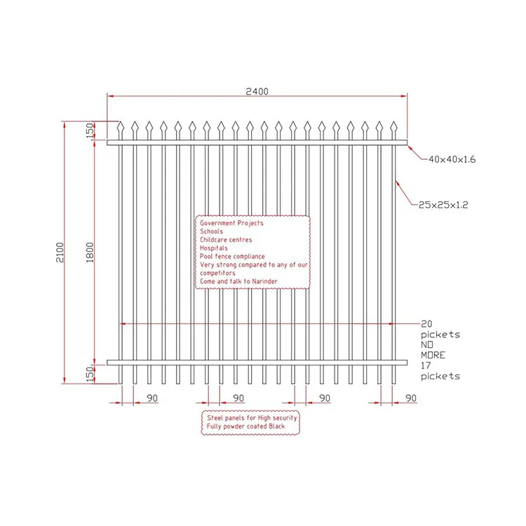 Factory Price Modern Steel Metal Fence Waterproof Palisade Fence For Outdoor