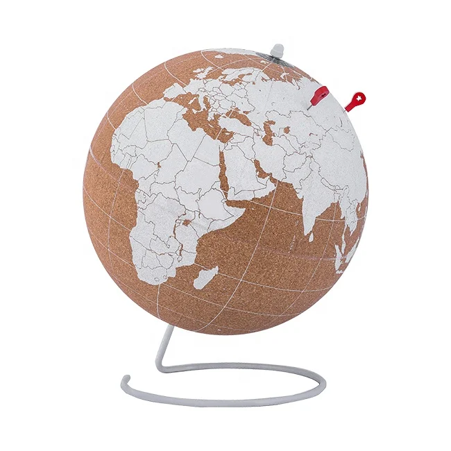 Wholesale Medium Size Desktop Cork Globe w/ Durable Black Metal Base Cork World Globe Premium Gifts & Decoration