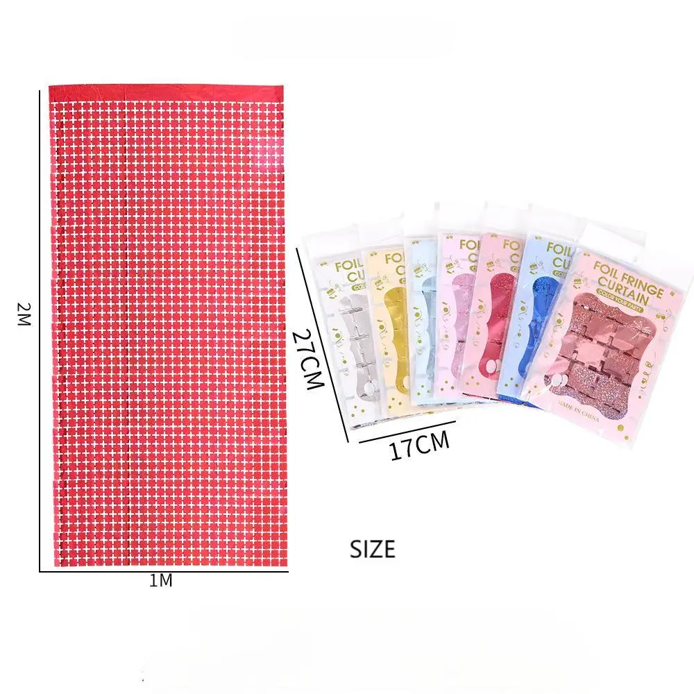 1*2 m square laser rain curtain Birthday party party decoration background wall arranged small square rain curtain
