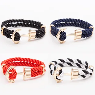 Fashion Jewelry Handmade Rope Bangle Woven Red String Men Anchor Bracelet