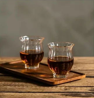 2024 New 173ml New Design Handmade Crystal Ribbed Single Wall Lily Shape Borosilicate Glass Tea Cup