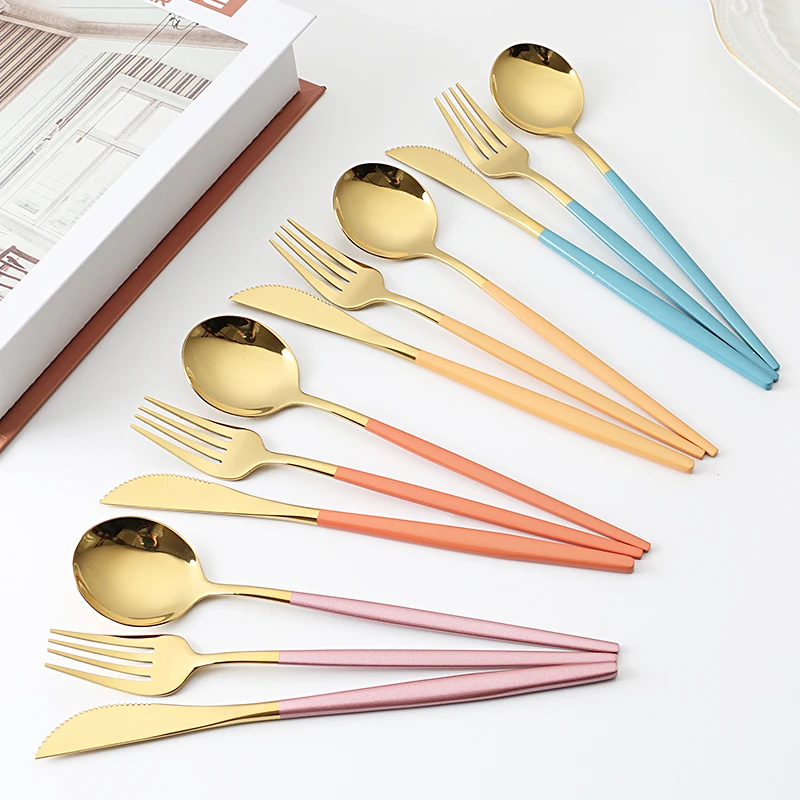 Custom Logo  Stainless Steel Cutlery with warm colors  Flatware Set