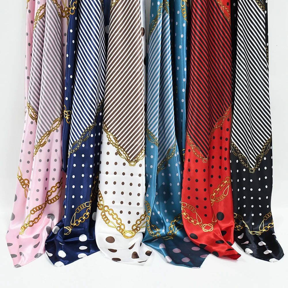 2022 Luxury Brand Square Silk Scarf Women Polka Dots Shawls and Wraps Fashion Bag Scarfs Hair Tie Bandanas Hijab