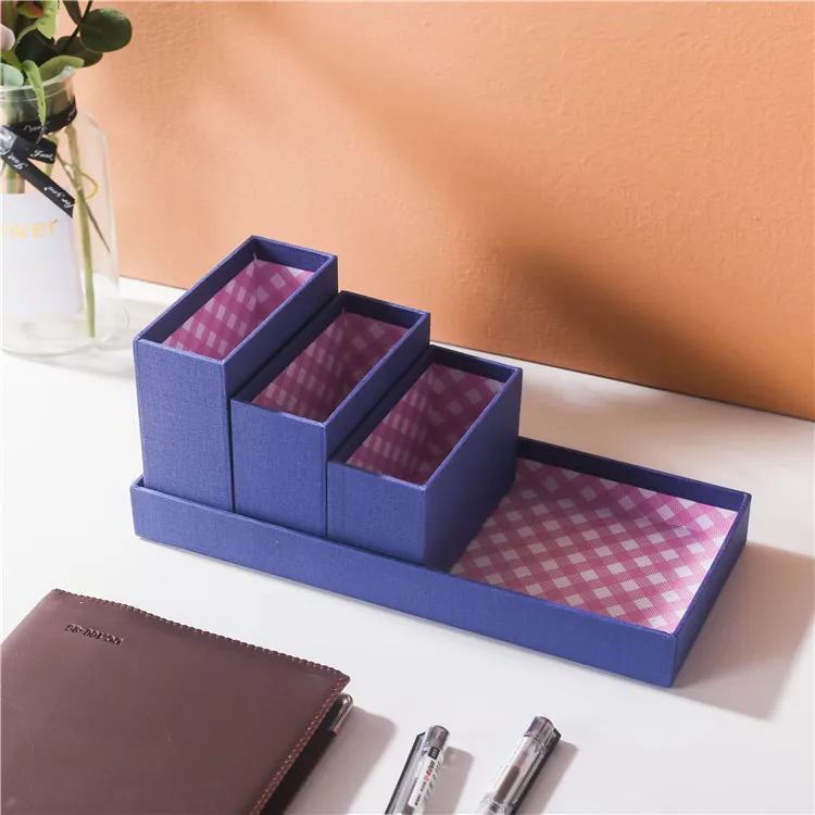 Newest design stackable gadget storage box pen holders cardboard stationery organizer office desk organizer