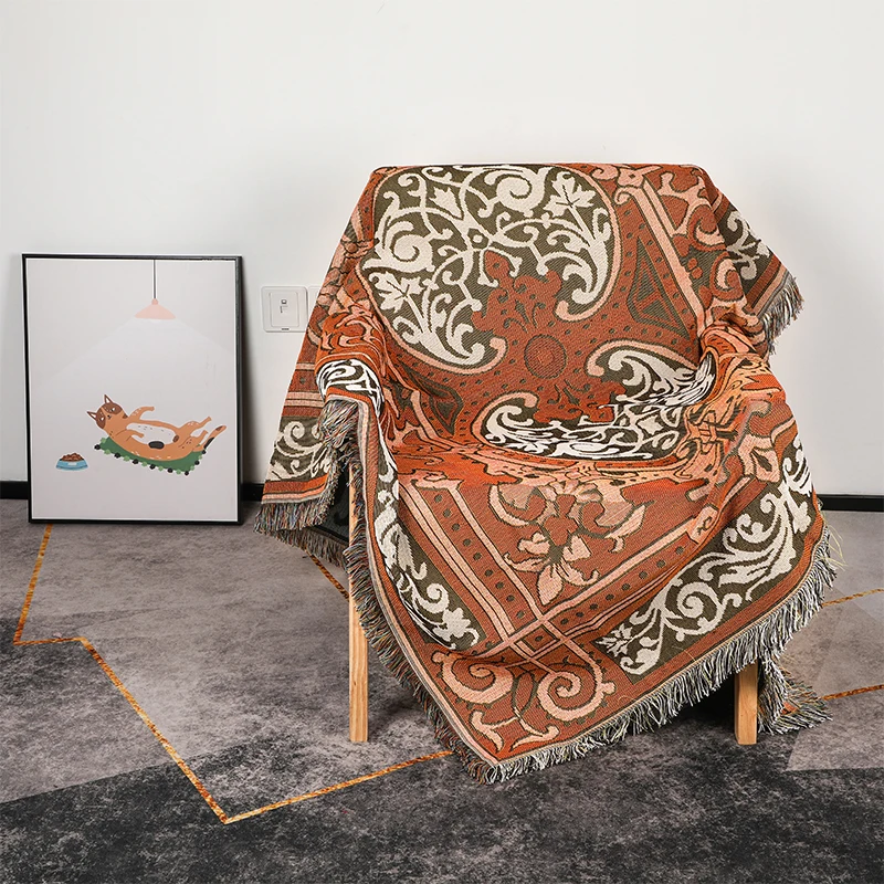 100% Cotton Custom Tapestry Woven Blanket Bohemian Picnic Rugs Throw  Rugs