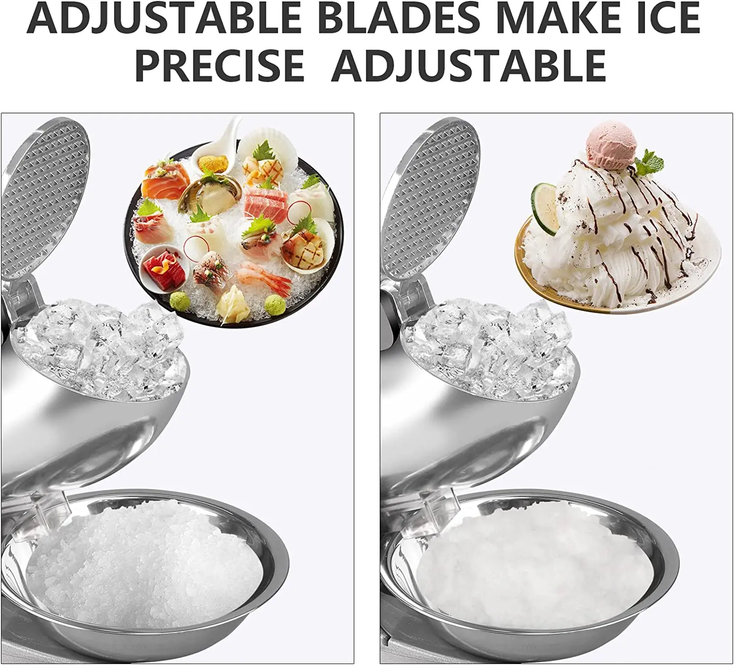 Ice Shaving Snowflake Ice Crusher Commercial Stainless Steel Snowcone Machine